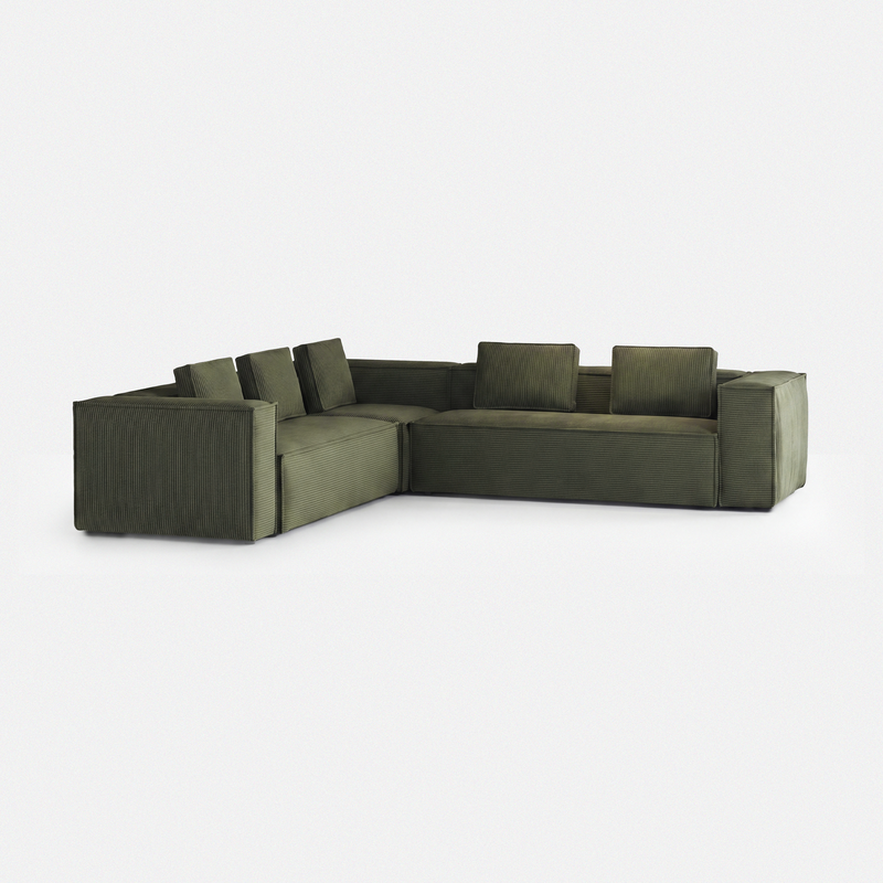 Forest green Aero deep-seat modular sectional sofa with wide soft cushions