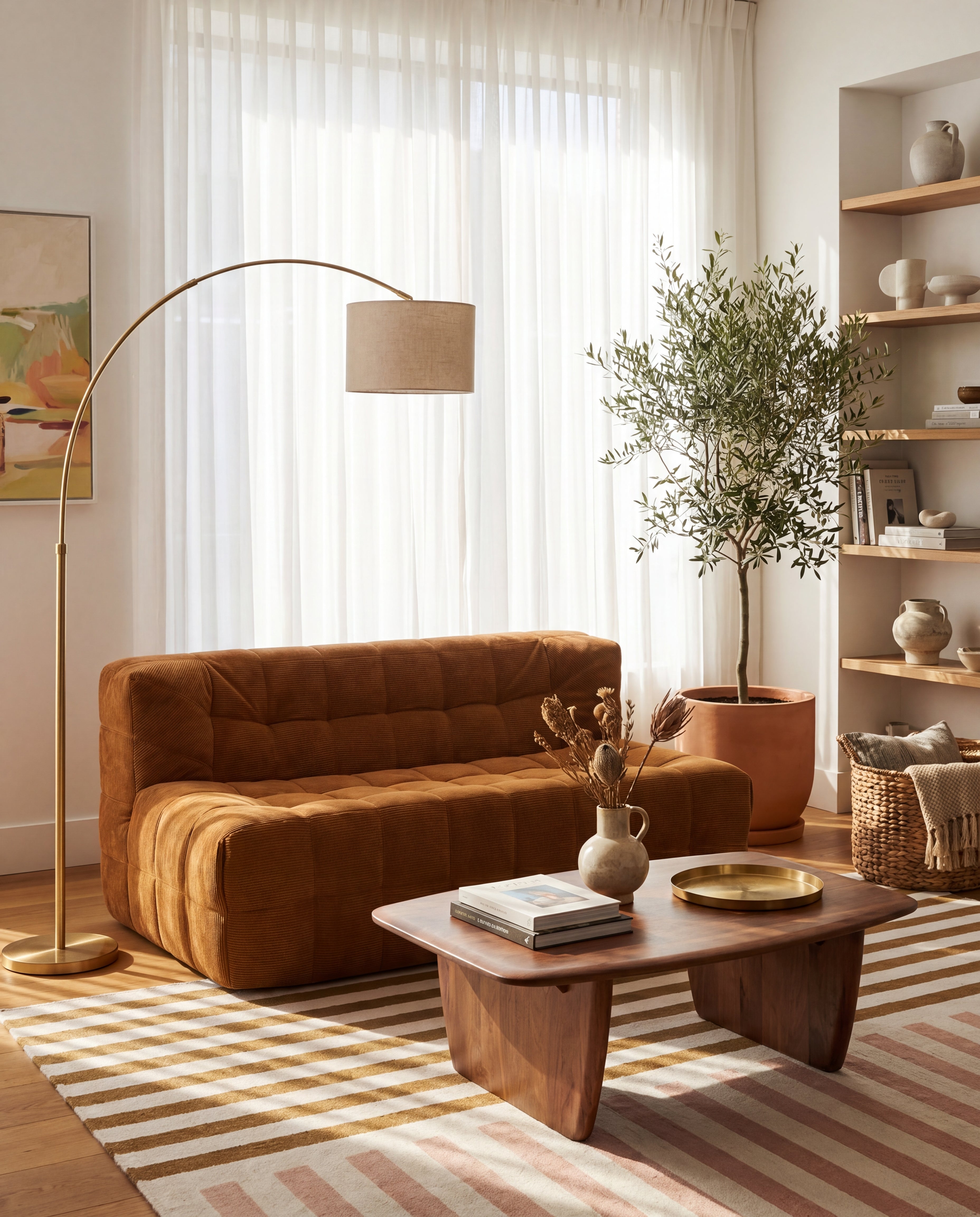 Plush Tufted Lounge Loveseat in Tangerine styled for cozy everyday lounging