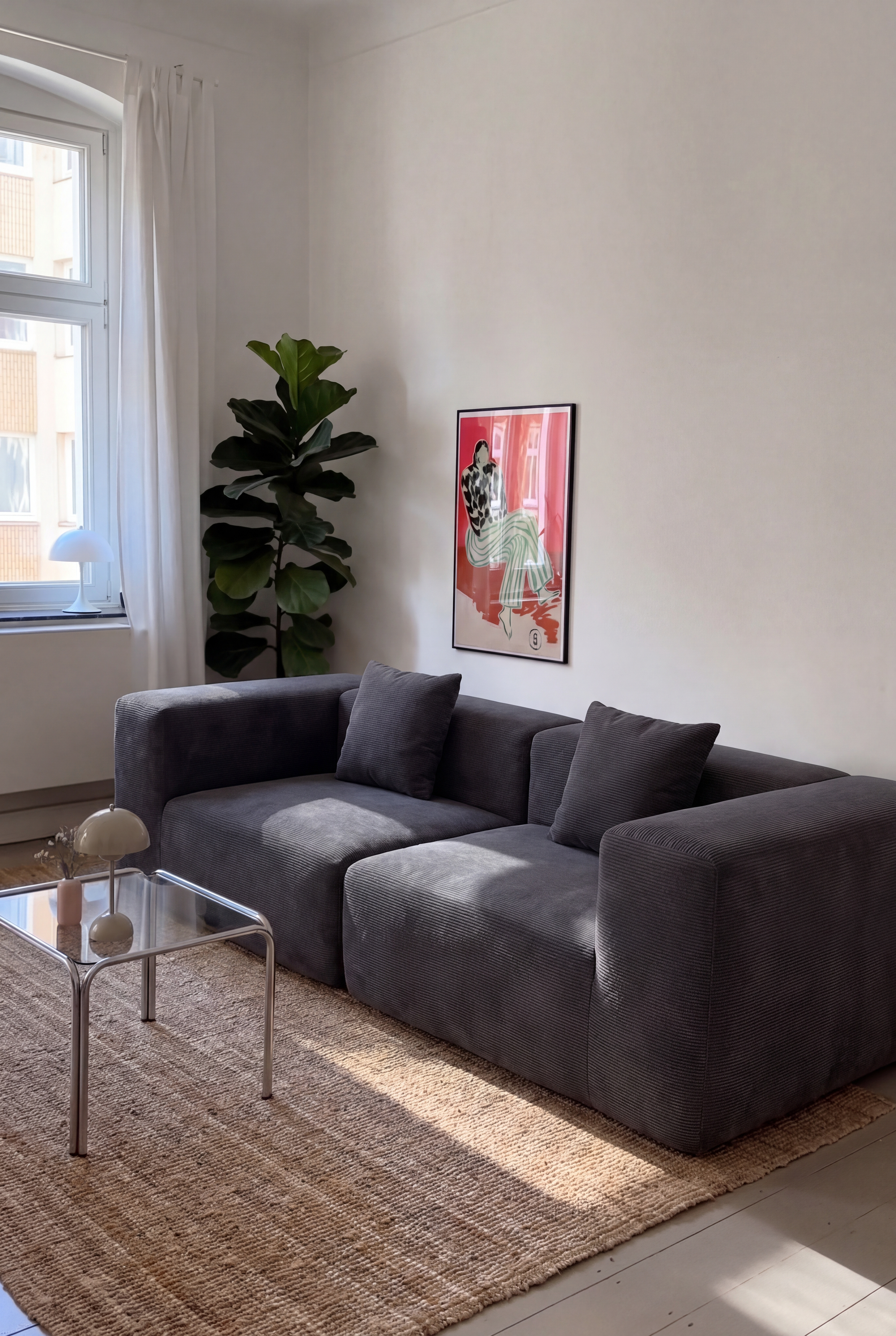 Brun Charcoal Corduroy Sofa