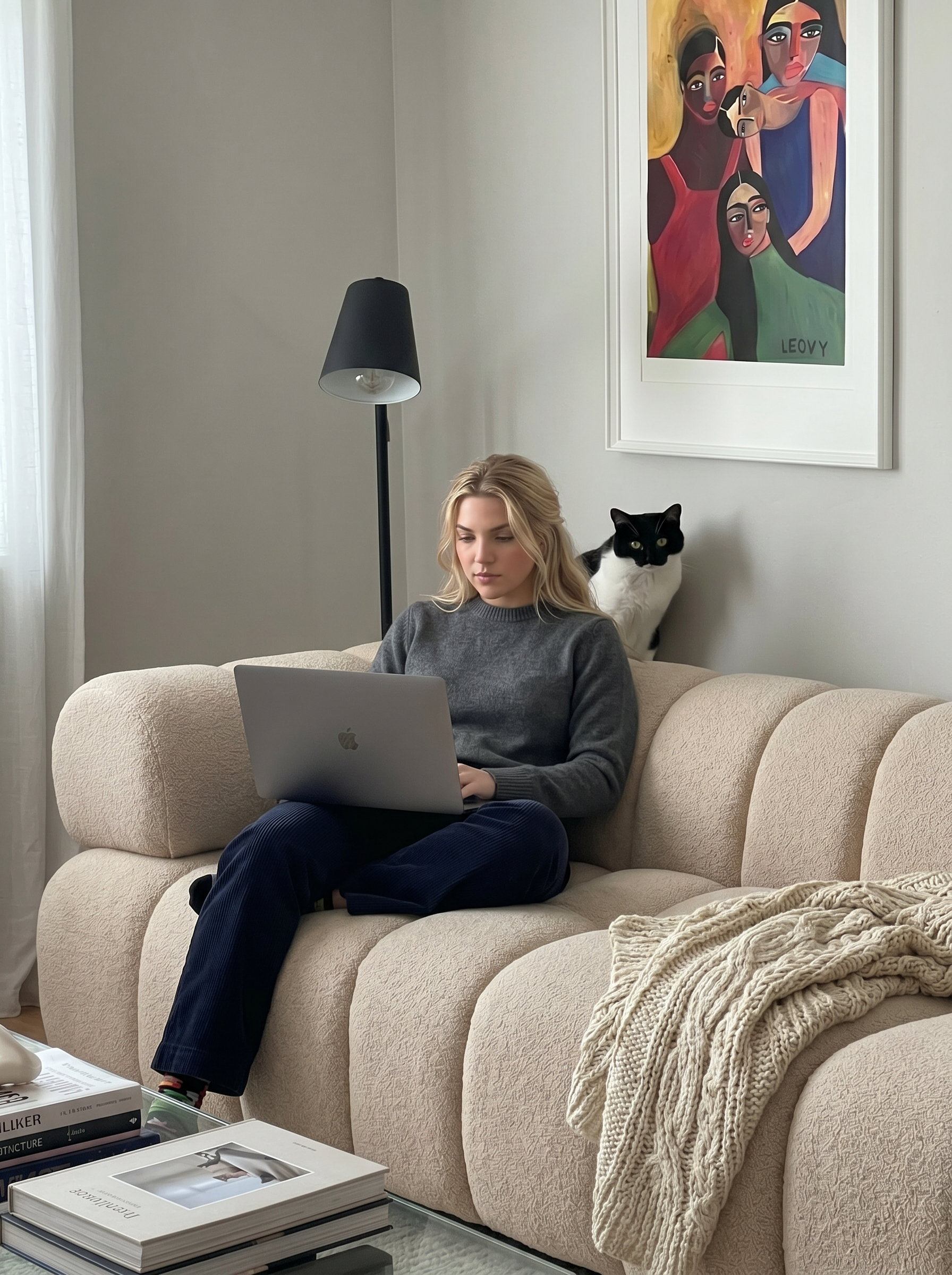 Aven Sculptural Offset Sofa with sculptural curves for relaxed everyday lounging