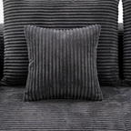 Noma Modular Lounge Set in Charcoal with plush corduroy pillow and seat detail