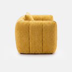 Melo Plush Accent Lounge Chair side view with rounded plush silhouette