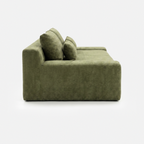 Haven Low-Profile Sleeper Sofa in Moss side view with plush corduroy texture