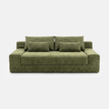 Haven Low-Profile Sleeper Sofa in Moss with plush corduroy texture and wide seat design