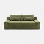 Haven Low-Profile Sleeper Sofa in Moss with plush corduroy texture and wide seat design