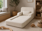 Mimi Kids Lounge Chair in Cream White styled in a soft kids playroom