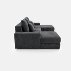 Noma Modular Lounge Set in Charcoal side view with double chaise modular design