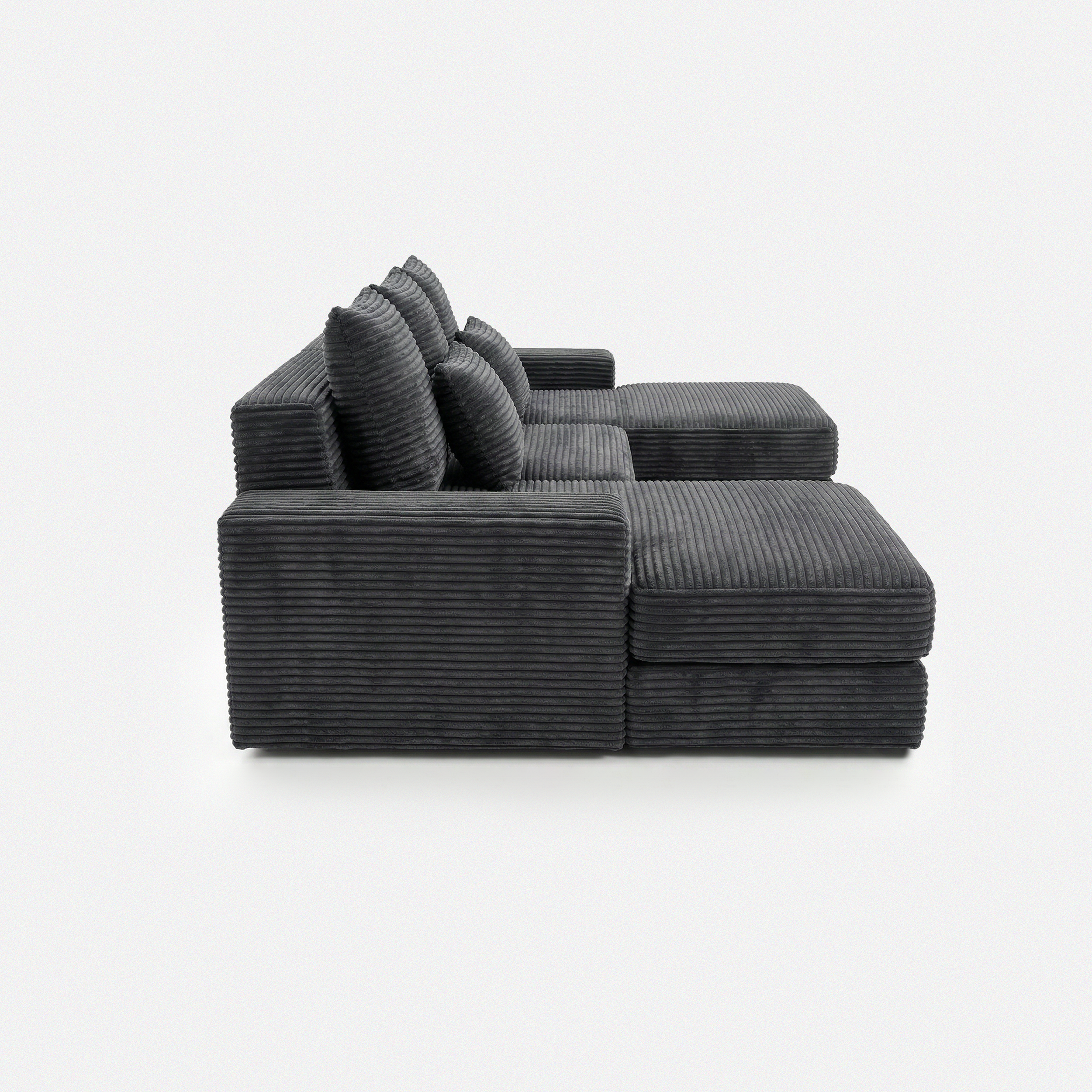 Noma Modular Lounge Set in Charcoal side view with double chaise modular design