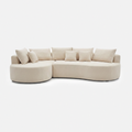 Cove Curved Sleeper Sofa in cream white with rounded arms and soft cushions