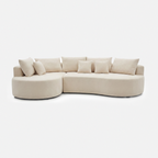 Cove Curved Sleeper Sofa in cream white with rounded arms and soft cushions