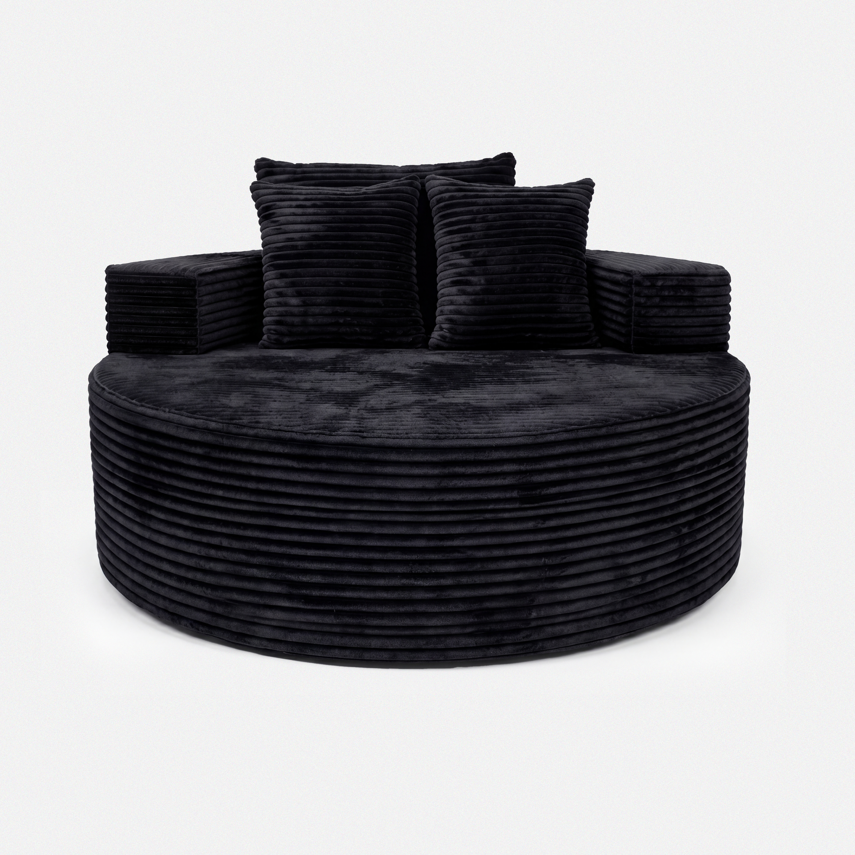 Noma Charcoal Deep Lounge Chair front view with round deep-seat design