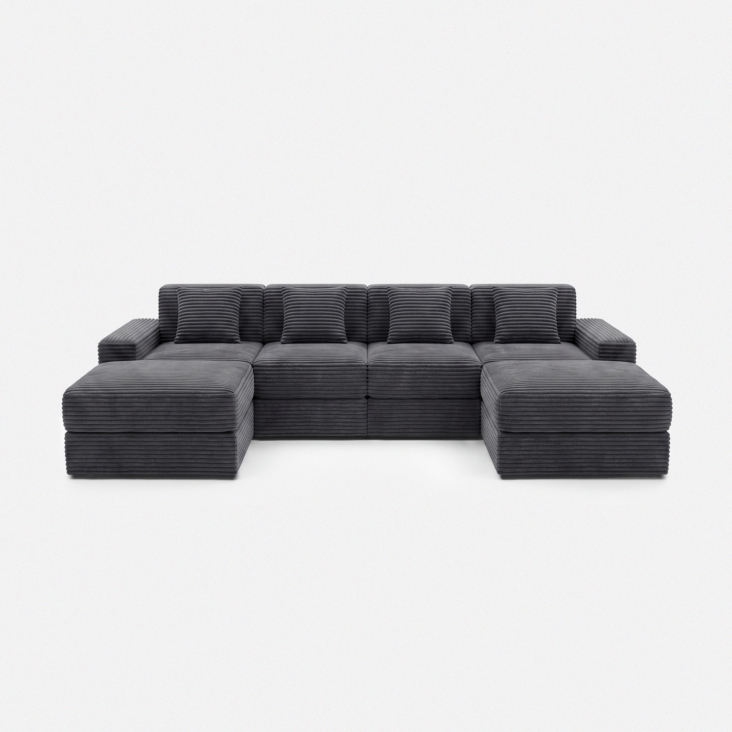 Noma Modular Lounge Set in Charcoal with wide double chaise modular layout