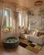 Cream white Kivo Modular Block Sectional Sofa styled in a warm family playroom
