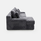 Side view of Rumi Chaise Sectional Sofa with deep seat and chaise lounge