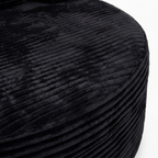 Noma Charcoal Deep Lounge Chair round seat edge detail with ribbed corduroy fabric