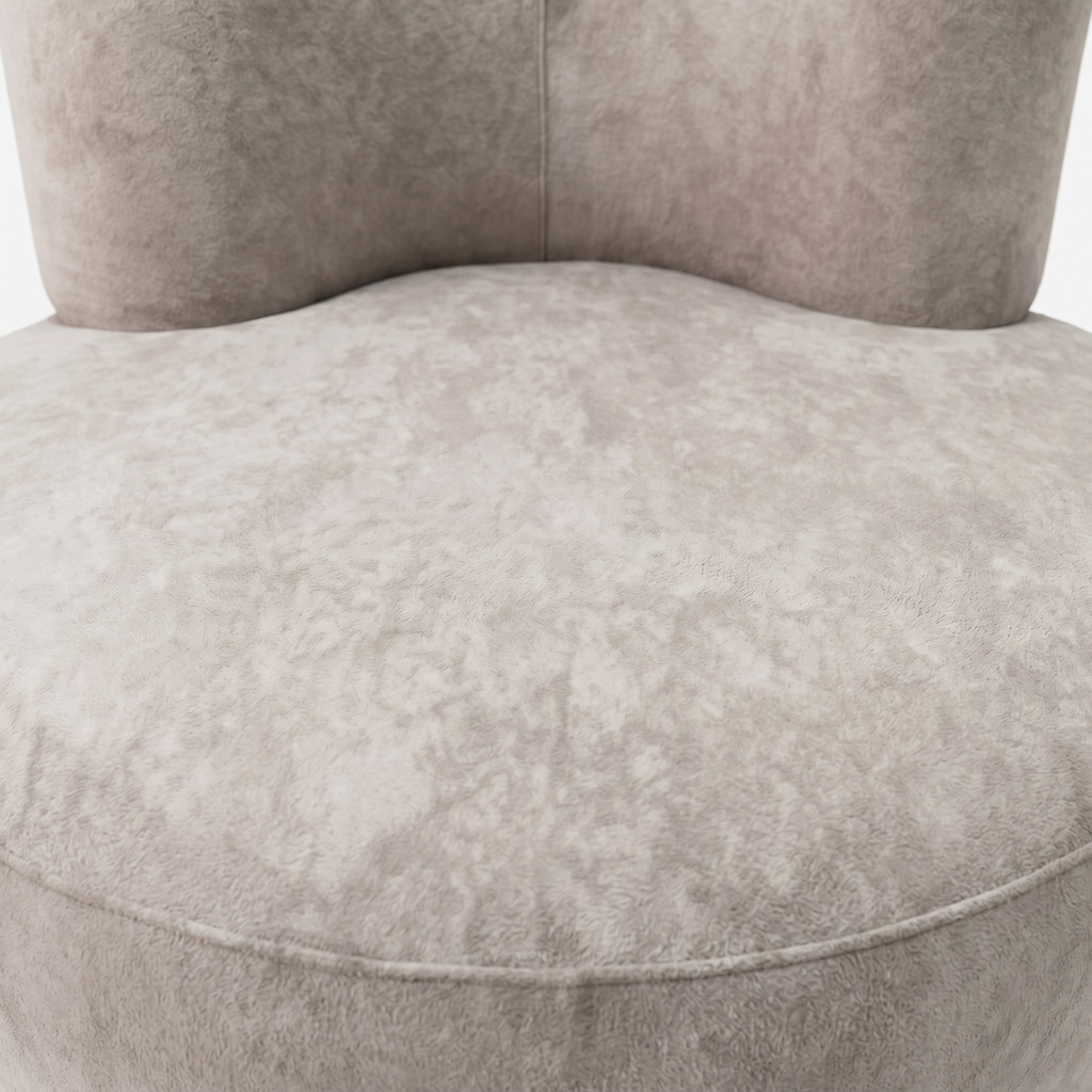 Sola Round Lounge Chair with soft seat cushion and curved backrest detail