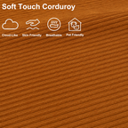 Close-up of warm brown plush corduroy fabric with a soft, breathable, skin-friendly and pet-friendly texture.