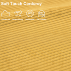 Close-up of light yellow plush corduroy fabric with a soft, breathable, skin-friendly and pet-friendly texture.