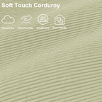Close-up of cream plush corduroy fabric with a soft, breathable, skin-friendly and pet-friendly texture.