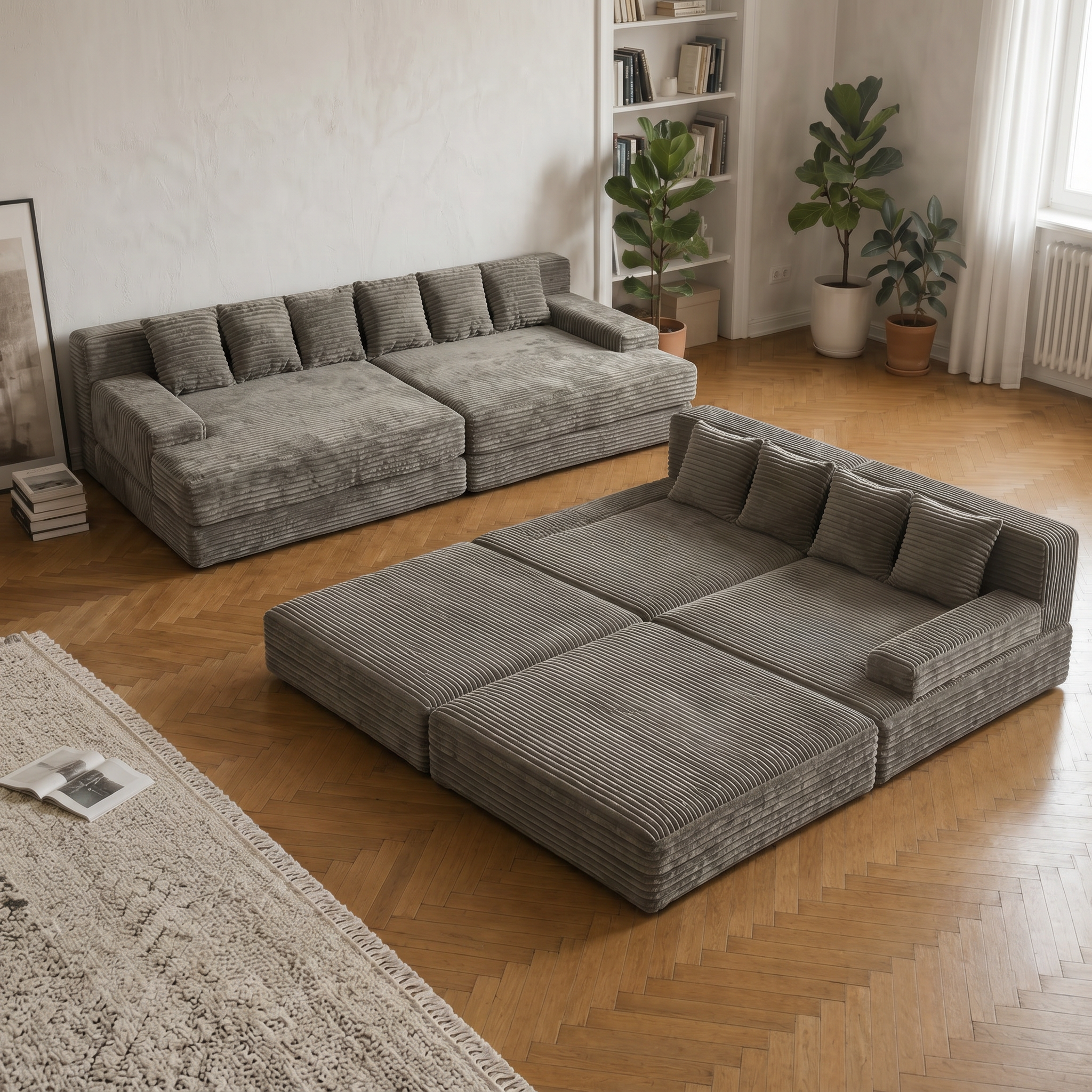 Lune Horizon Sectional video showing flexible layouts for corner, open-plan, and studio spaces
