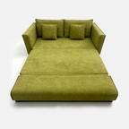 Terra Low-Profile Sleeper Sofa in Moss shown as a flat sofa bed