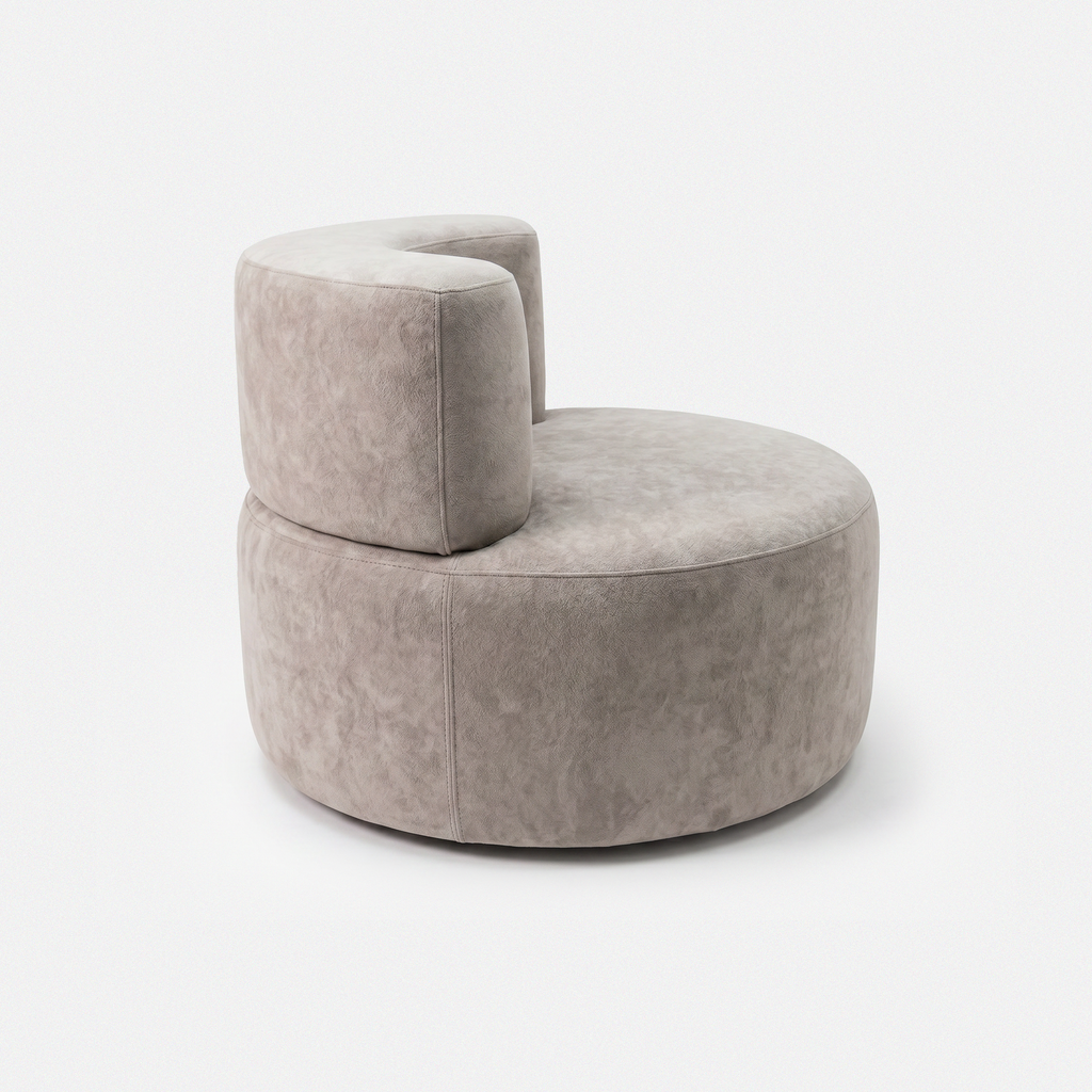 Sola Round Lounge Chair side view with sculptural round seat and curved backrest