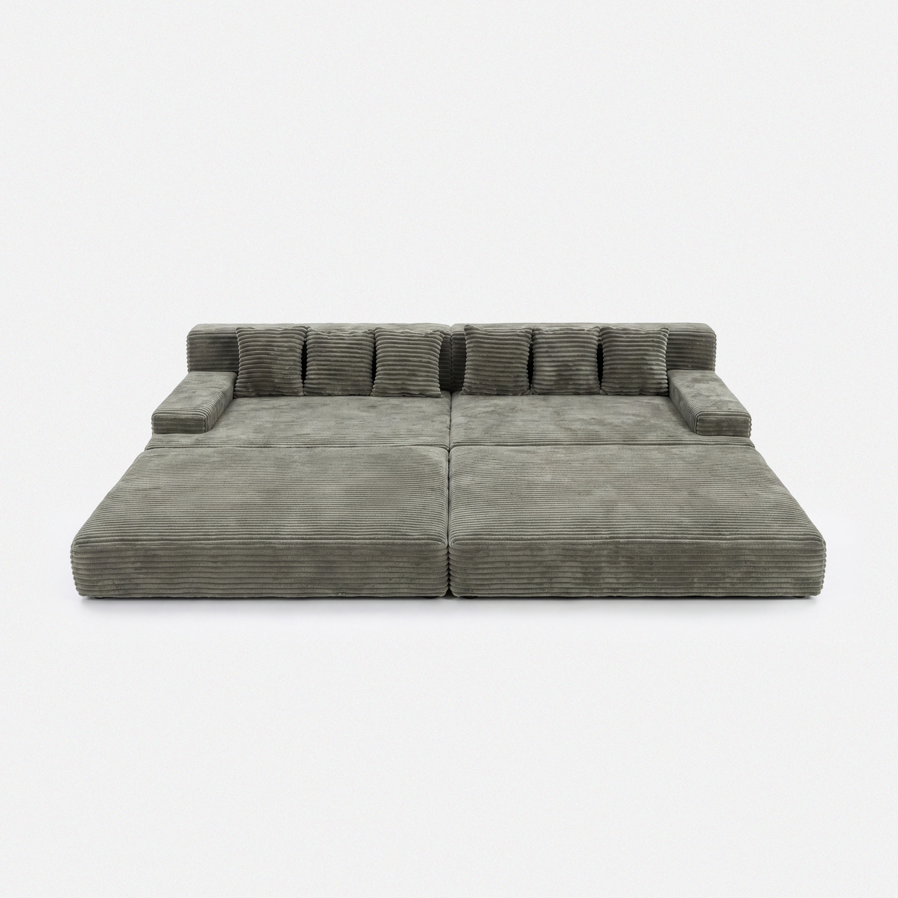 Lune CorduroyHorizon Sectional Sofa in matcha plush corduroy with extra-wide sofa bed layout
