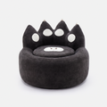Paw Lounge Chair in Black with playful cat paw design and soft plush seat