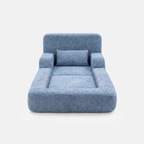 Mimi Kids Lounge Chair in Blue with cushioned seat, armrests, and soft pillow