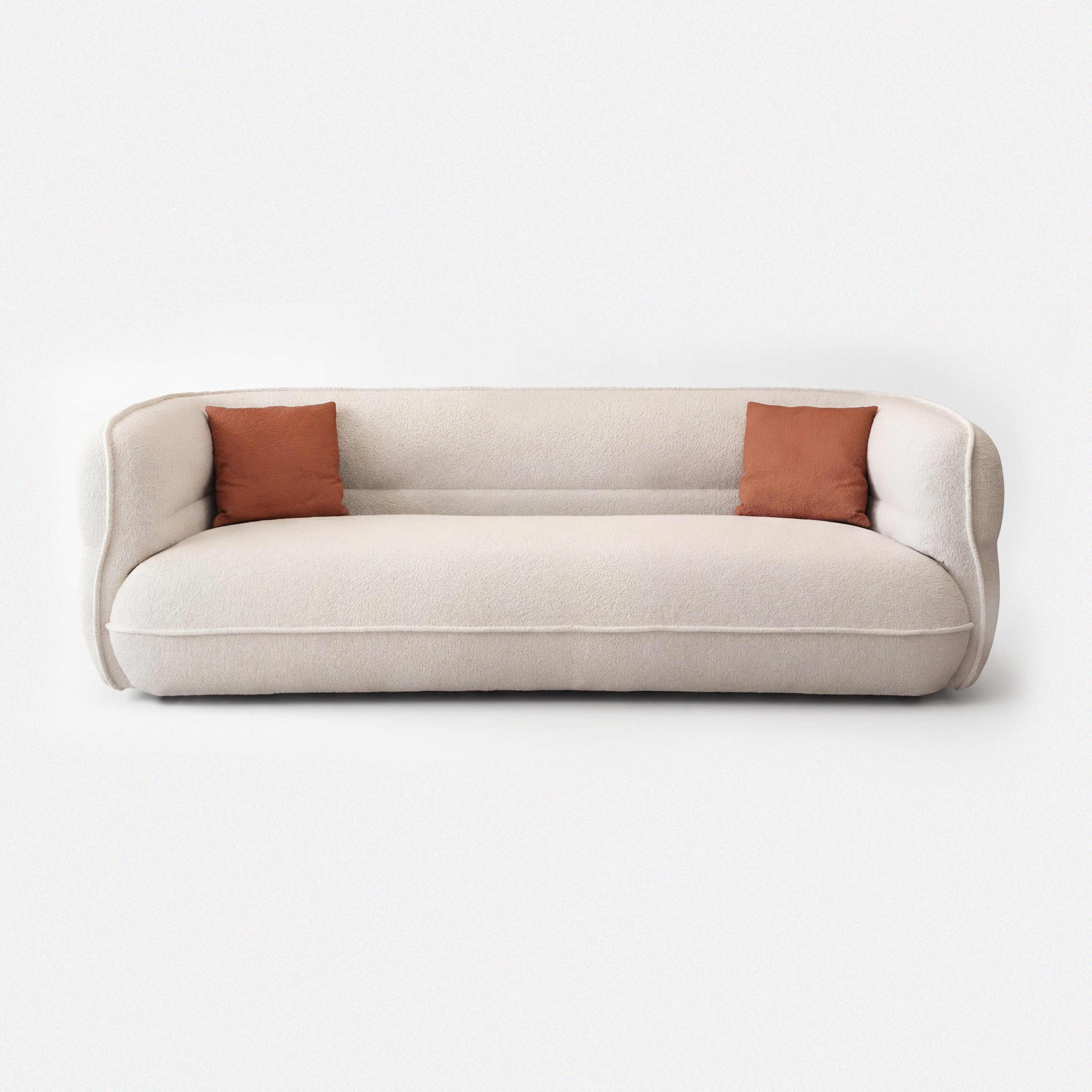 Lune Bouclé Crescent Sofa in cream white with soft curved silhouette