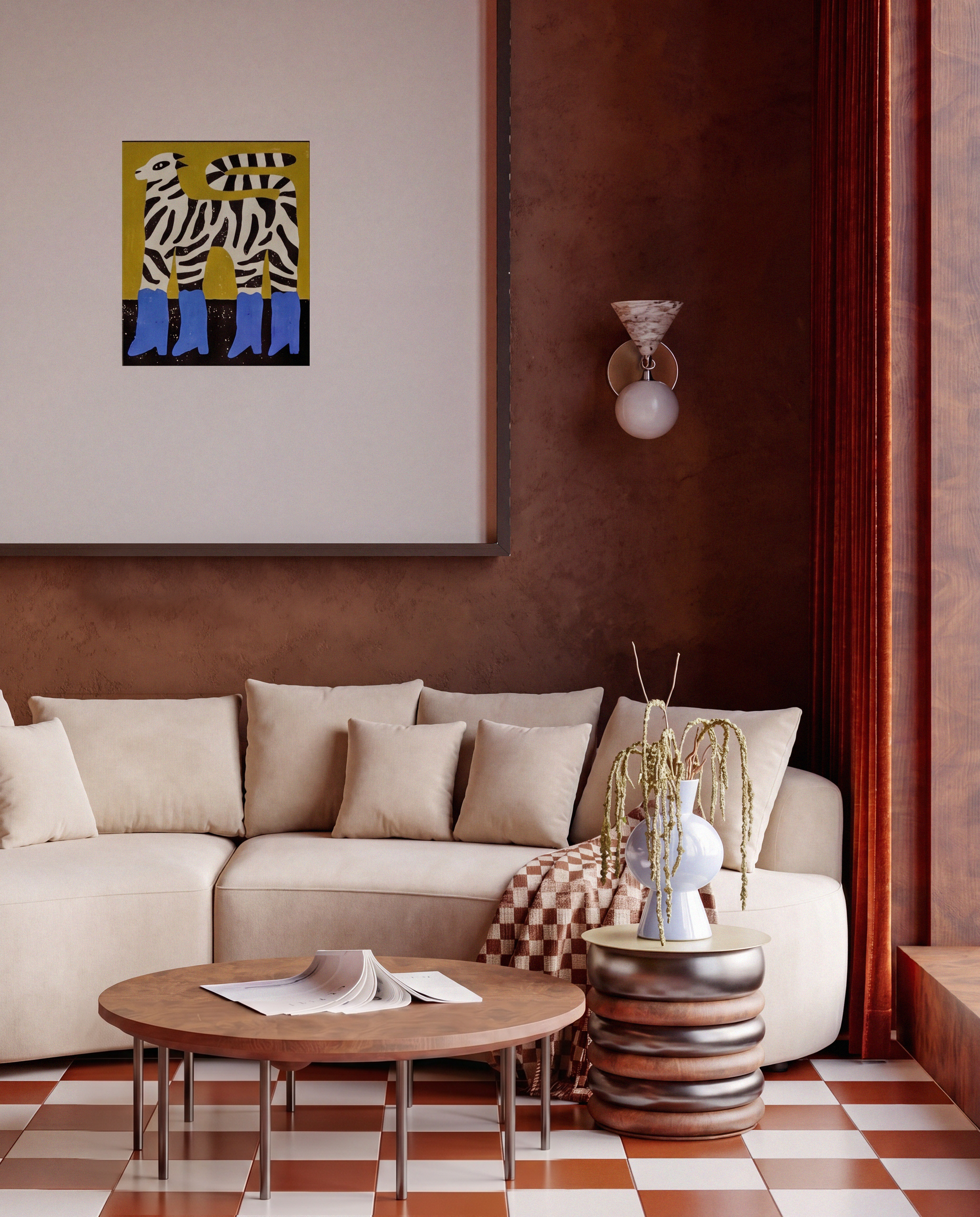 Cove Curved Sleeper Sofa styled in a modern living room