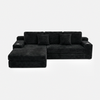 Lune Cloud Sectional Sofa in Charcoal with L-shaped chaise and plush corduroy texture