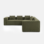 Forest green Aero deep-seat sectional sofa shown in an L-shaped modular layout