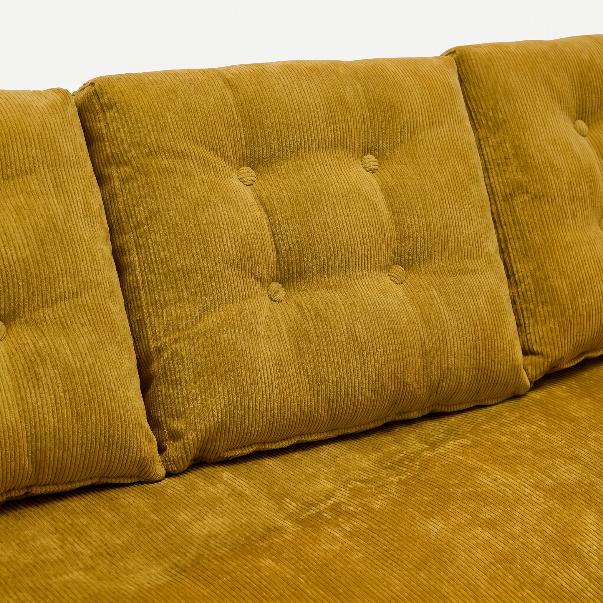 Close-up of Tovo yellow plush fabric with soft velvet-like texture