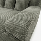 Lune Corduroy Horizon Sectional Sofa cushion detail with soft corduroy upholstery