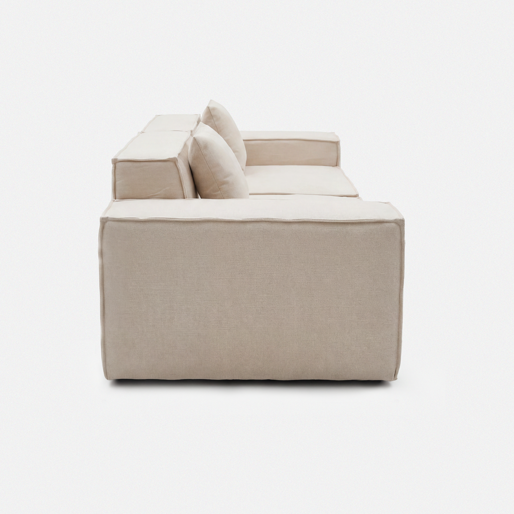 Side view of Kivo Modular Block Sectional Sofa with low-profile block structure