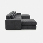 Noma Modular Lounge Set in Charcoal side view with deep chaise and modular structure