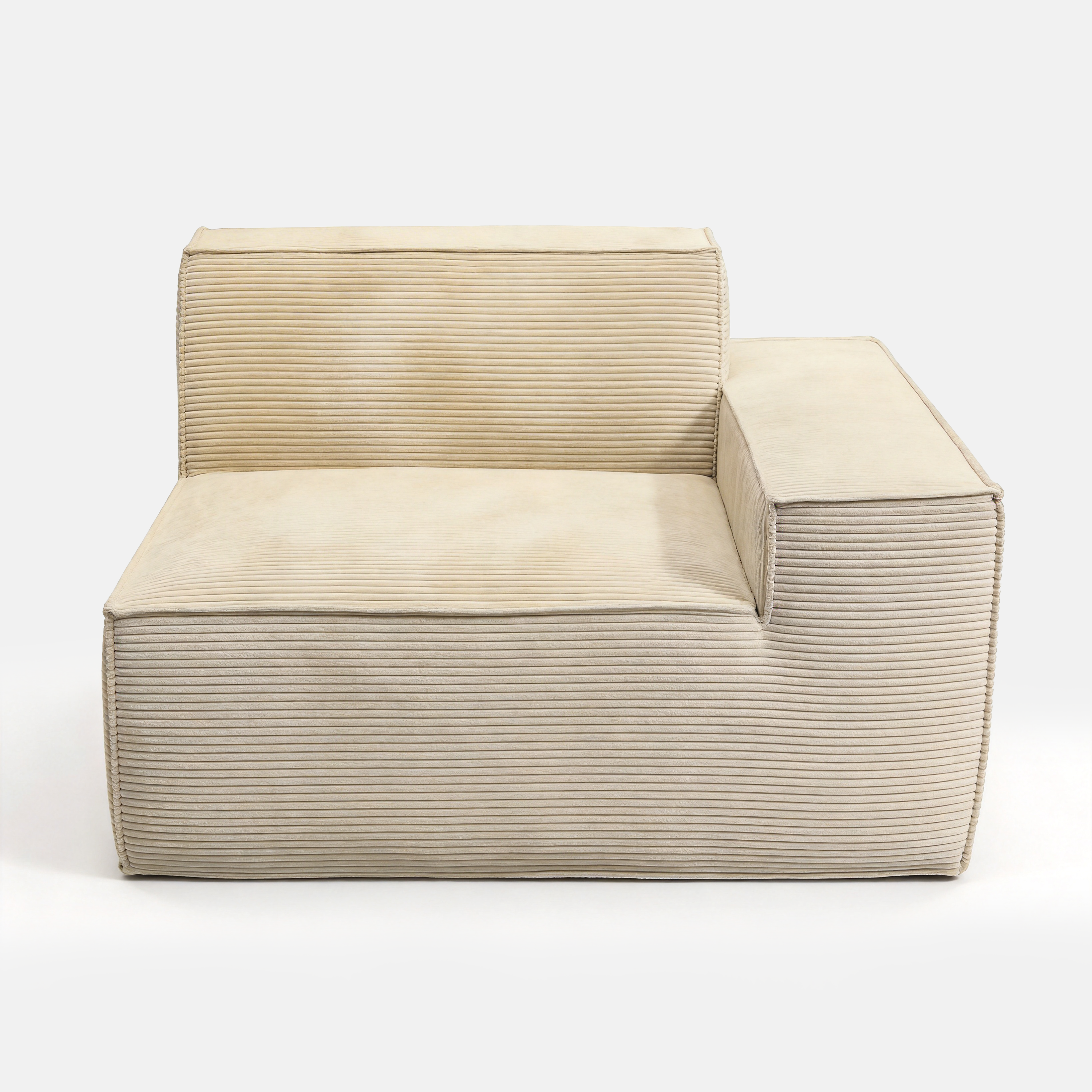 Cream Kivo Modular Sofa corner module with armrest and plush corduroy texture