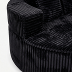 Noma Charcoal Deep Lounge Chair armrest detail with ribbed corduroy texture