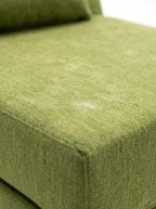 Moss Convertible Chair Bed seat detail with plush moss green upholstery