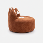 Paw Lounge Chair in Brown side view with rounded seat and paw-shaped backrest