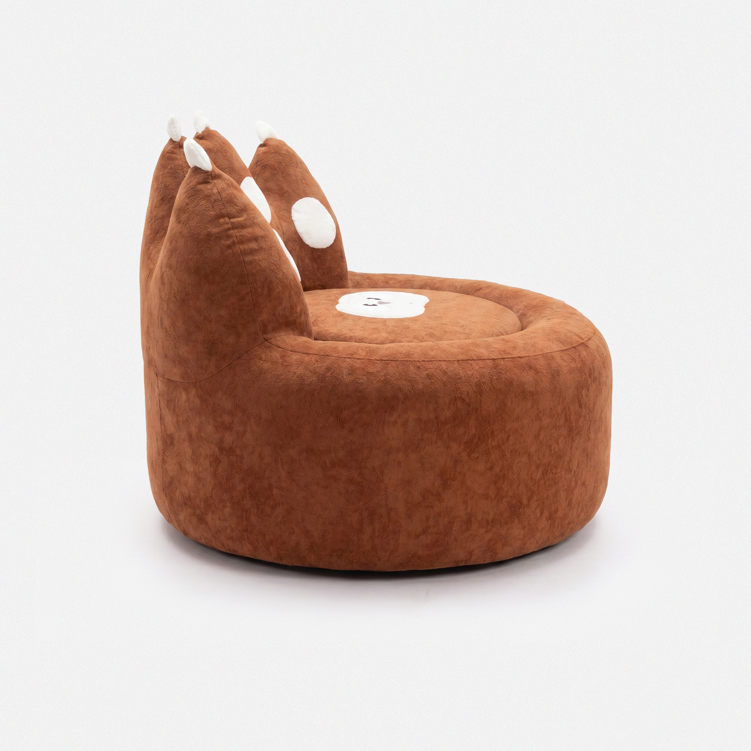 Paw Lounge Chair in Brown side view with rounded seat and paw-shaped backrest
