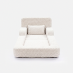 Mimi Kids Lounge Chair in Cream White with cushioned seat, armrests, and soft pillow