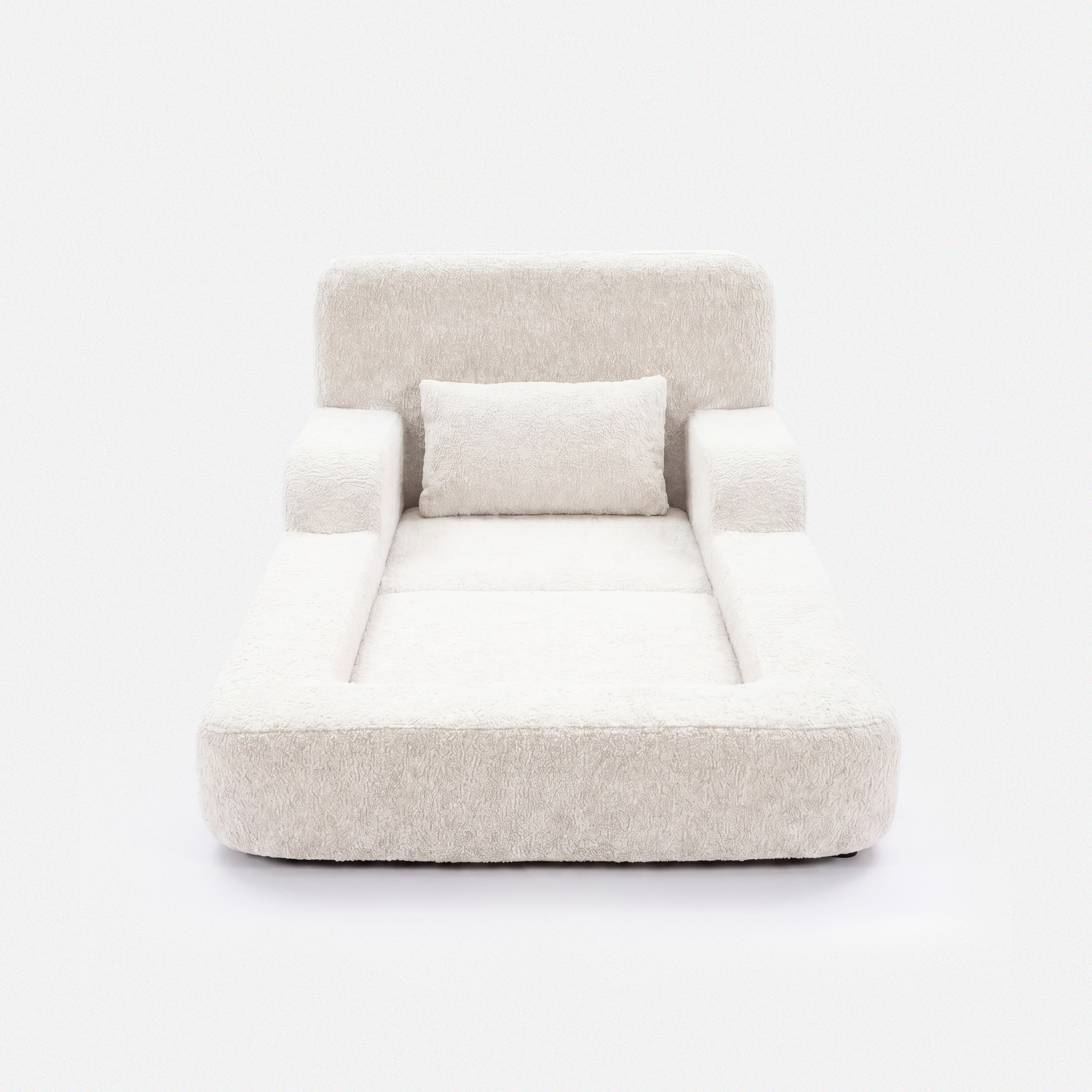 Mimi Kids Lounge Chair in Cream White with cushioned seat, armrests, and soft pillow