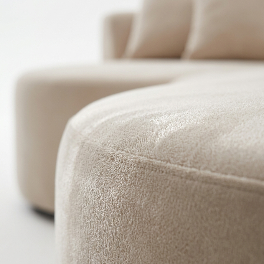 Cove Curved Sleeper Sofa cushion detail with soft cream upholstery