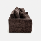 Terra Low-Profile Sleeper Sofa in Brown side view with soft cushions and low-profile design