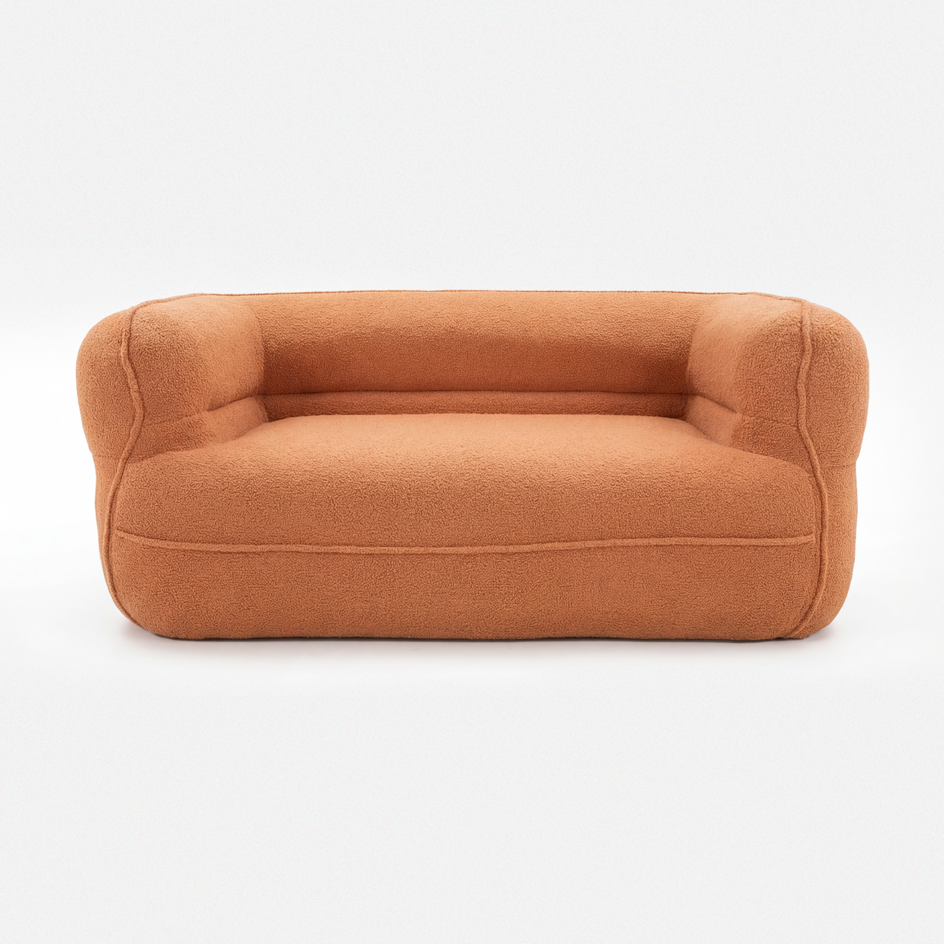 Noma Curved Lounge Loveseat in Tangerine with rounded arms and soft lounge design