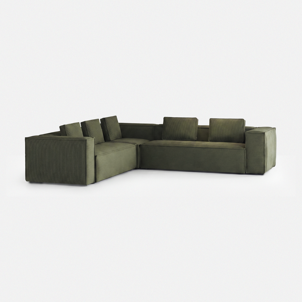 Forest green Aero deep-seat modular sectional sofa with wide soft cushions