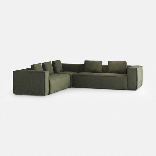 Forest green Aero deep-seat modular sectional sofa with wide soft cushions