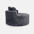 Noma Charcoal Deep Lounge Chair side view with oversized round lounge shape